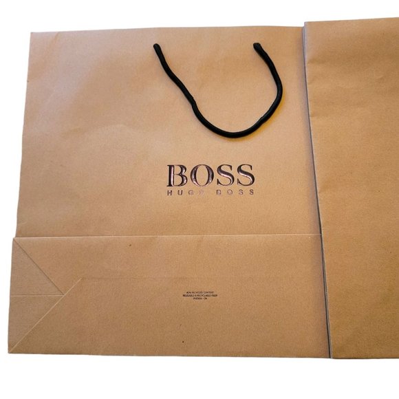 Hugo Boss Shopping Bags White Brown Set of 8 Signature Reusable Gift Prop VR208 - Picture 5 of 16